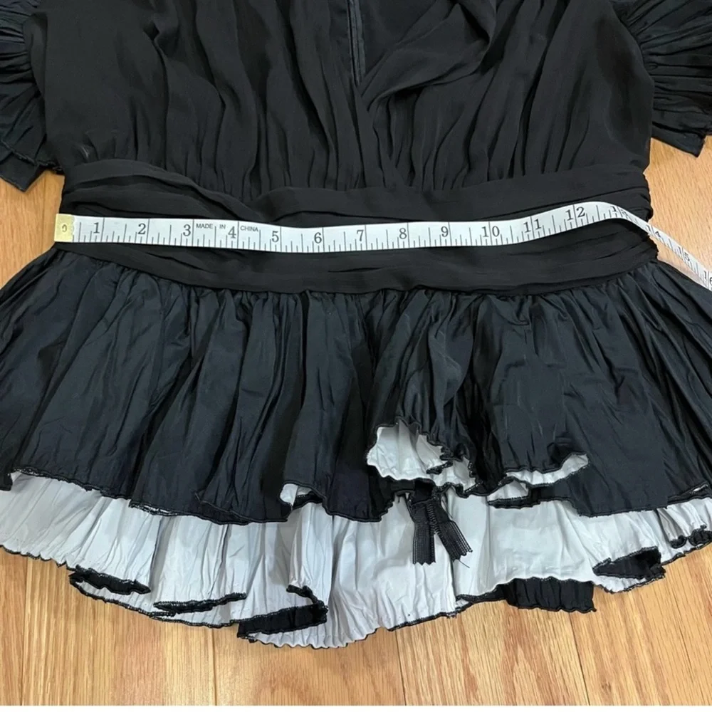 Zara Studio Black Taffeta Voluminous Ruffled Frilly Sleeve Blouse - Picture 11 of 13